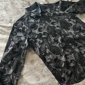 Men's Lacy Black Floral Jacquard Dress Shirt, Created by Macy's